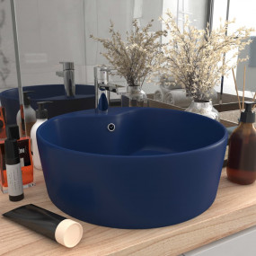 Luxury Wash Basin with Overflow Matt Dark Blue 14.2x5.1...