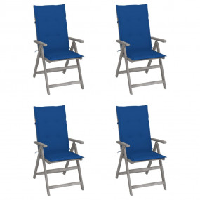 Patio Reclining Chairs 4 pcs with Cushions Solid Acacia...