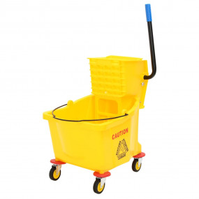 Mop Bucket with Wringer and Wheels Yellow 9.5 gal Polyp...