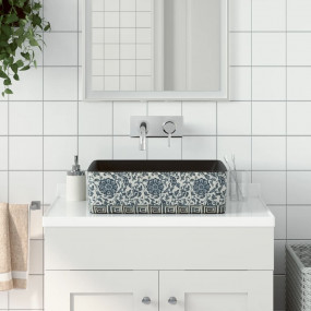 Countertop Basin Black and Blue Rectangular 18.1x14.0x5...