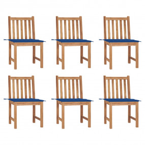 Patio Chairs 6 pcs with Cushions Solid Teak Wood
