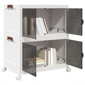 Stackable Storage Box with Wheels 2-Tier 19.8 gal 25.2x...