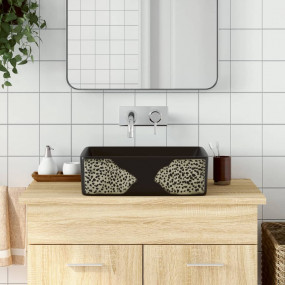 Countertop Basin Black Rectangular 18.1x14.0x5.1" Ceram...