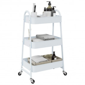 Storage Trolley 3-Tier White 16.5x16.3x30.3" Steel