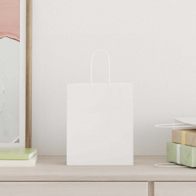 Paper Bags 250 pcs with Handles White 18x8x22 cm