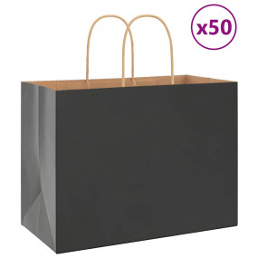 Paper Bags 50 pcs with Handles Black 32x17x25 cm
