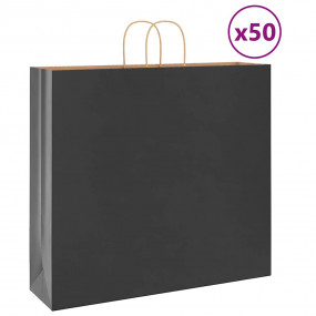 Paper Bags 50 pcs with Handles Black 54x15x49 cm