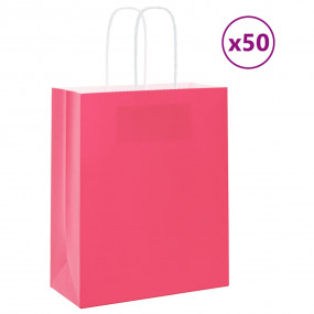 Paper Bags 50 pcs with Handles Pink 18x8x22 cm