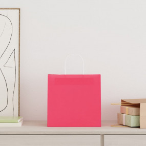 Paper Bags 250 pcs with Handles Pink 26x17x25 cm