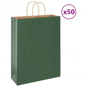 Paper Bags 50 pcs with Handles Green 32x12x42 cm
