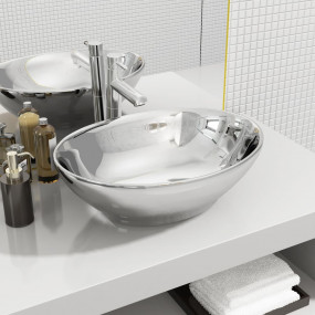 Wash Basin 15.7x13.0x5.3" Ceramic Silver