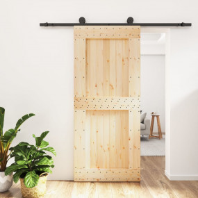 Sliding Door with Hardware Set 35.4x82.7" Solid Wood Pi...