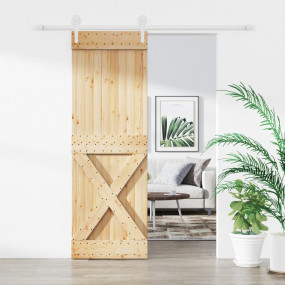 Sliding Door with Hardware Set 27.6x82.7" Solid Wood Pi...