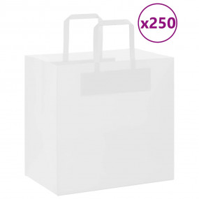 Paper Bags 250 pcs with Handles White 26x17x25 cm