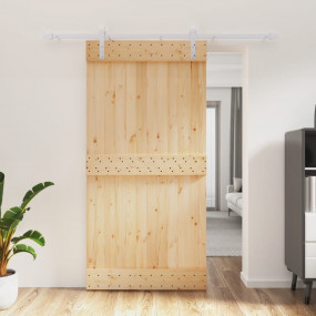 Sliding Door with Hardware Set 39.4x82.7" Solid Wood Pi...