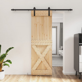 Sliding Door with Hardware Set 27.6x82.7" Solid Wood Pi...