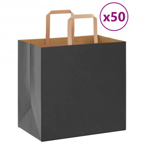 Paper Bags 50 pcs with Handles Black 26x17x25 cm