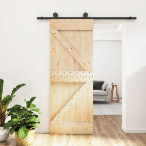Sliding Door with Hardware Set 27.6x82.7" Solid Wood Pi...