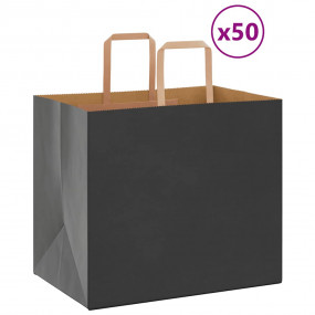 Paper Bags 50 pcs with Handles Black 32x22x28 cm