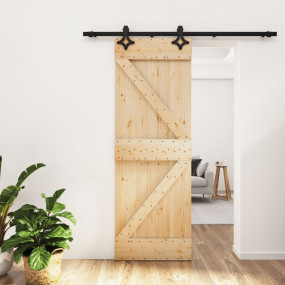 Sliding Door with Hardware Set 27.6x82.7" Solid Wood Pi...