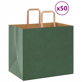 Paper Bags 50 pcs with Handles Green 32x22x28 cm