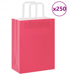 Paper Bags 250 pcs with Handles Pink 21x11x28 cm