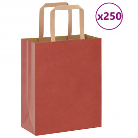 Paper Bags 250 pcs with Handles Red 18x8x22 cm