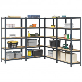 5-Layer Storage Shelves 4 pcs Anthracite Steel&Engineer...