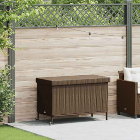 Patio Storage Box with Wheels Brown 43.3x21.7x28.7" Pol...