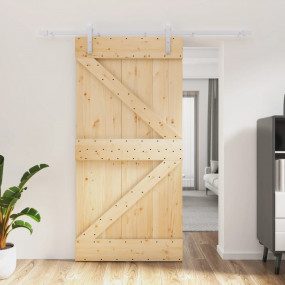 Sliding Door with Hardware Set 39.4x82.7" Solid Wood Pi...