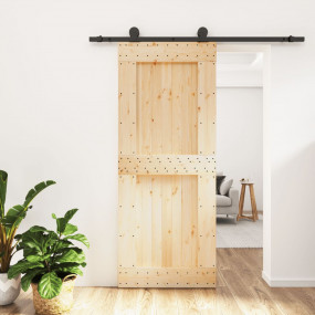 Sliding Door with Hardware Set 33.5x82.7" Solid Wood Pi...