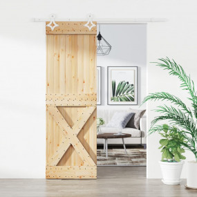 Sliding Door with Hardware Set 27.6x82.7" Solid Wood Pi...