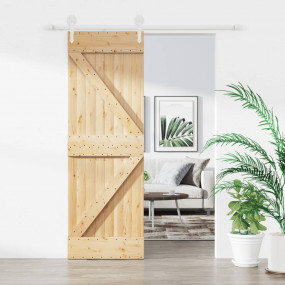 Sliding Door with Hardware Set 27.6x82.7" Solid Wood Pi...