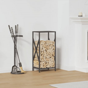 Firewood Rack Black 13.4x9.8x27.6" Cold-rolled steel