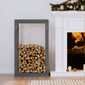 Firewood Rack Grey 23.6x9.8x39.4" Solid Wood Pine