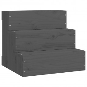 Pet Stair Grey 15.7x14.8x13.8" Solid Wood Pine