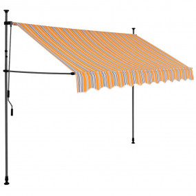 Retractable Awning Yellow and Blue Polyester with PU co...