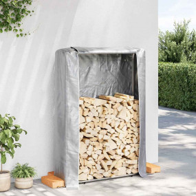 Firewood Rack with Rain Cover 39.4x9.8x59.1" Galvanized...