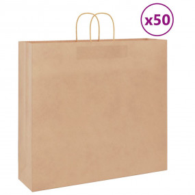 Paper Bags 50 pcs with Handles Brown 21.3x5.9x19.3"