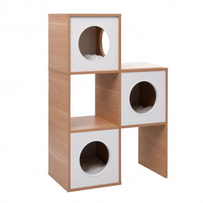 Cat House Brown, White Wood, MDF, Veneer, Sisal, Faux F...