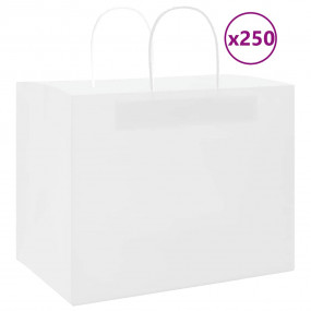 Paper Bags 250 pcs with Handles White 12.6x8.7x9.4"