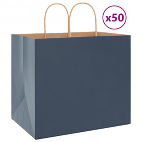Paper Bags 50 pcs with Handles Blue 12.6x8.7x11.0"