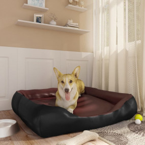 Dog Bed Black and Brown Faux leather (100% polyurethane...