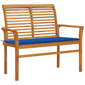 Patio Bench with Royal Blue Cushion 44.1 " Solid Teak W...