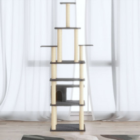 Cat Tree Dark grey Engineered wood, plush, sisal Large