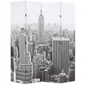 Folding Room Divider 63.0x66.9" New York by Day Black a...