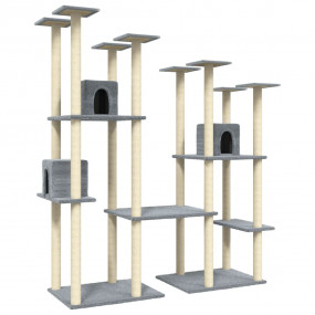 Cat Tree Light Grey Engineered wood, plush, sisal Large...