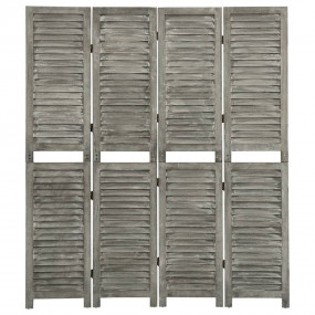 4-Panel Room Divider Grey 56.3x65.4" Solid Wood