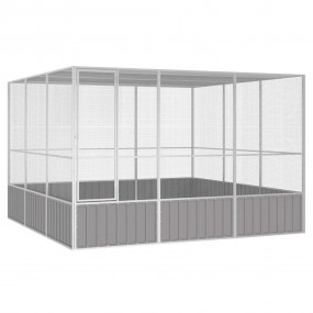 Bird Cage Grey Galvanized Steel Large Bird Cage Rectang...