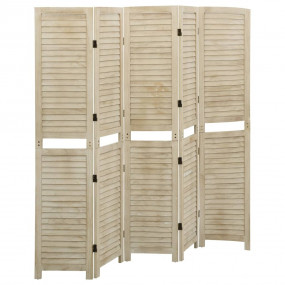 5-Panel Room Divider 68.9x65.0" Solid Wood Paulownia